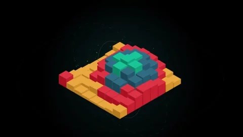 Isometric 3D chart visualization with colorful data blocks and percentage i.. Stock Footage 346062926