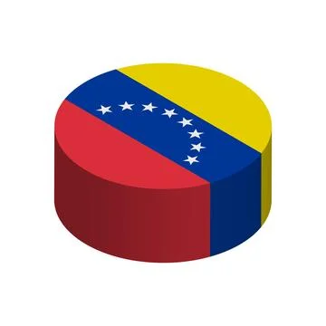 Isometric 3D circle vector flag of Venezuela Stock Illustration