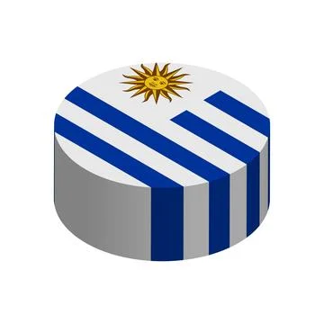 Isometric 3D circle vector flag of Uruguay Stock Illustration