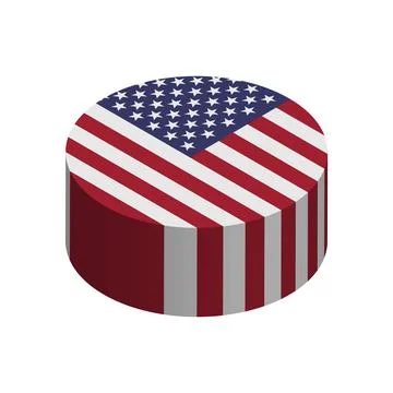 Isometric 3D circle vector flag of United States of America Stock Illustration