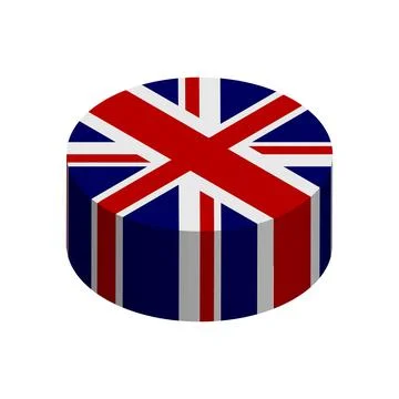 Isometric 3D circle vector flag of United Kingdom Stock Illustration