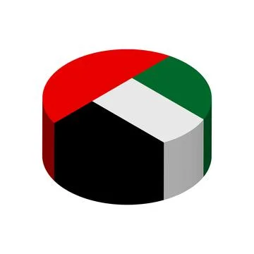 Isometric 3D circle vector flag of United Arab Emirates Stock Illustration