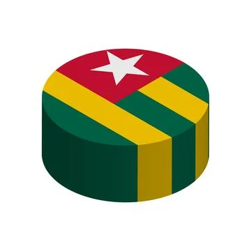 Isometric 3D circle vector flag of Togo Illustrazione stock