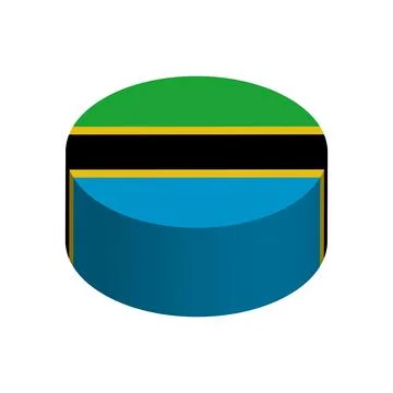 Isometric 3D circle vector flag of Tanzania Illustrazione stock