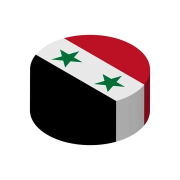 Isometric 3D circle vector flag of Syria Illustrazione stock