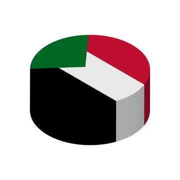 Isometric 3D circle vector flag of Sudan Illustrazione stock