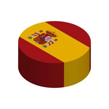 Isometric 3D circle vector flag of Spain Illustrazione stock