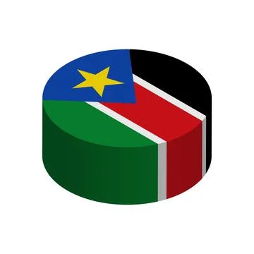 Isometric 3D circle vector flag of South Sudan Stock Illustration
