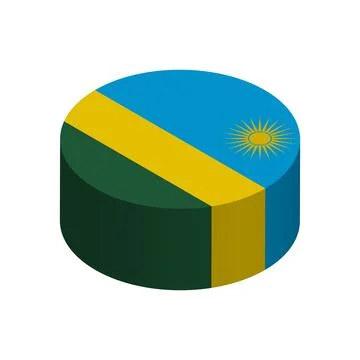 Isometric 3D circle vector flag of Rwanda Stockillustratie