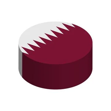 Isometric 3D circle vector flag of Qatar Stock Illustration