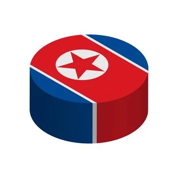 Isometric 3D circle vector flag of North Korea Stock Illustration