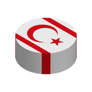 Isometric 3D circle vector flag of Northern Cyprus Stock Illustration