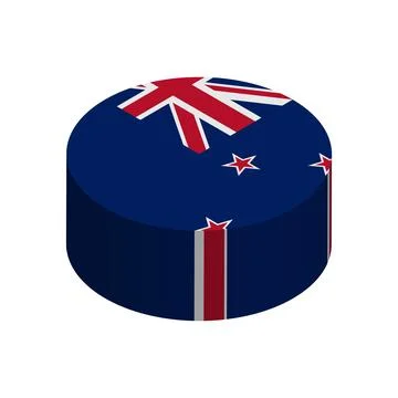 Isometric 3D circle vector flag of New Zealand Stock Illustration