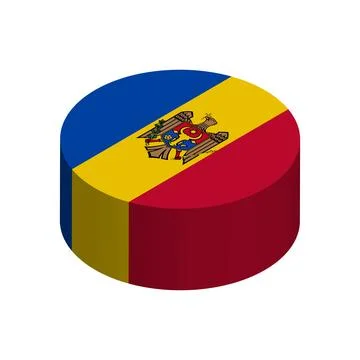 Isometric 3D circle vector flag of Moldova Stock Illustration