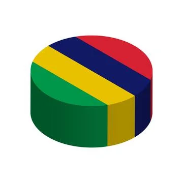 Isometric 3D circle vector flag of Mauritius Stockillustratie