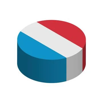 Isometric 3D circle vector flag of Luxembourg Stockillustratie