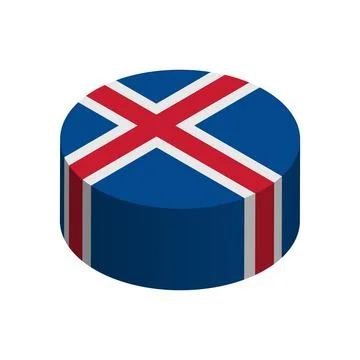 Isometric 3D circle vector flag of Iceland Stock Illustration