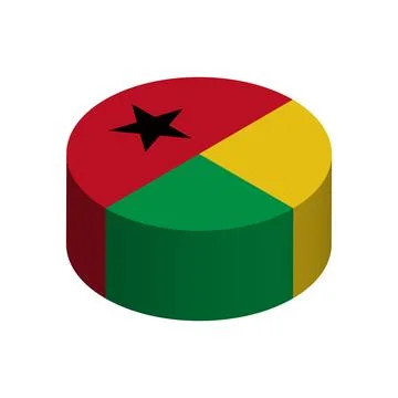 Isometric 3D circle vector flag of Guinea-Bissau Stock Illustration