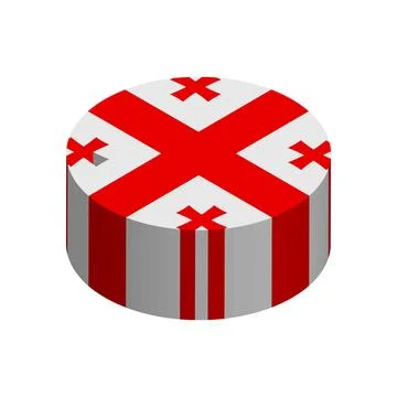 Isometric 3D circle vector flag of Georgia Stock Illustration