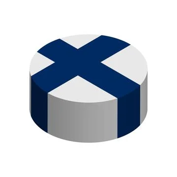 Isometric 3D circle vector flag of Finland Stock Illustration