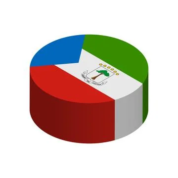 Isometric 3D circle vector flag of Equatorial Guinea Illustrazione stock