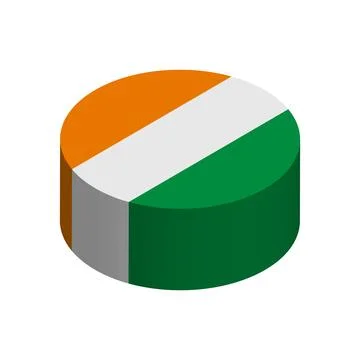 Isometric 3D circle vector flag of Cote d Ivoire Stock Illustration
