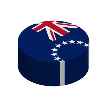 Isometric 3D circle vector flag of Cook Islands Stock Illustration