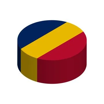 Isometric 3D circle vector flag of Chad Illustrazione stock