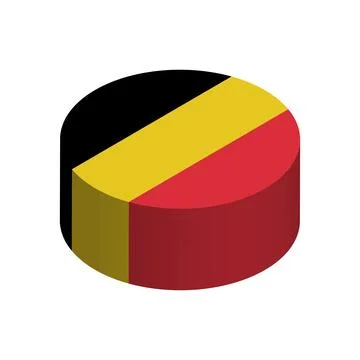 Isometric 3D circle vector flag of Belgium Stock Illustration