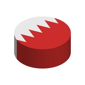 Isometric 3D circle vector flag of Bahrain Illustrazione stock