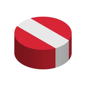 Isometric 3D circle vector flag of Austria Stock Illustration
