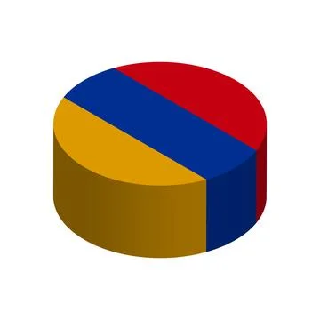 Isometric 3D circle vector flag of Armenia Illustrazione stock