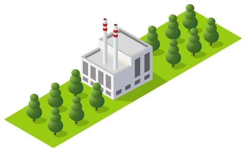 Isometric 3D city module industrial urban factory 3d architecture Stock Illustration