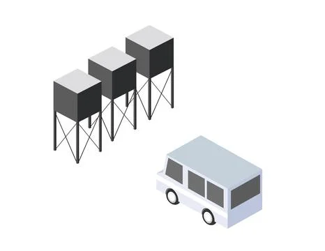 Isometric 3D city module industrial urban factory Stock Illustration