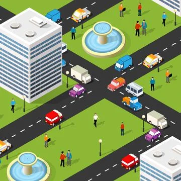 Isometric 3D cityscape view of the top of the house イラスト素材