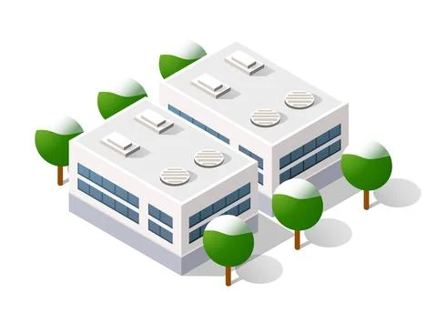 Isometric 3D cityscape view of the top of the house Illustrazione stock