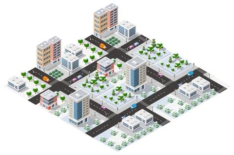 Isometric 3D cityscape view of the top of the house イラスト素材