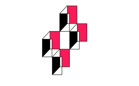 Isometric 3D Cross Geometric Block Pattern on White Background 스톡 일러스트
