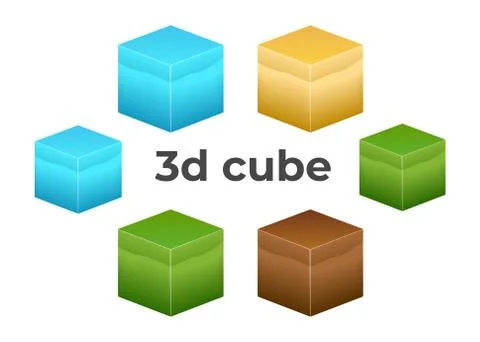 Isometric 3D cube textures vector set for computer games Stock Illustration
