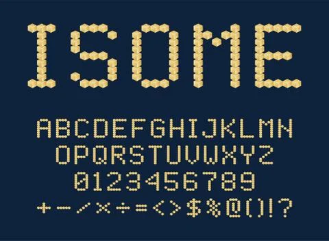Isometric 3d font design from the cubes alphabet letters and numbers and symb Stock Illustration