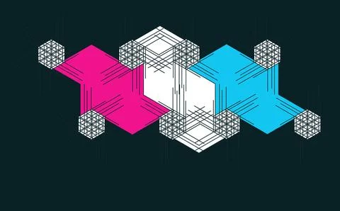 Isometric 3D Geometric Cube Structure Vector Art Stock Illustration