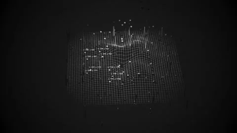 Isometric 3D Grid Terrain with Data Points for AI and Cybersecurity Design Video stock 328577352