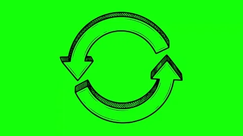 Isometric 3D hand drawn update refresh symbol turning animation Stock Footage 336507899