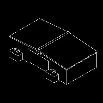 Isometric 3D hangar model. Иллюстрация