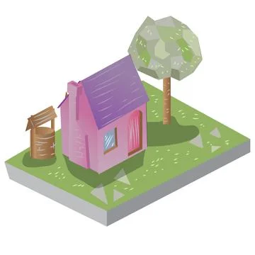 Isometric 3D House Vector Illustration and Icon Stock Illustration