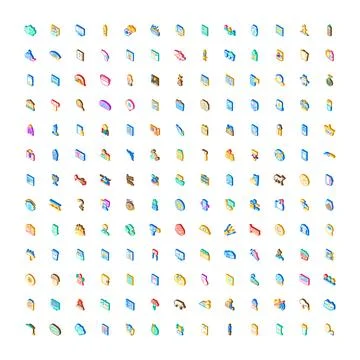 Isometric 3d icon collection for modern web interface Stock Illustration