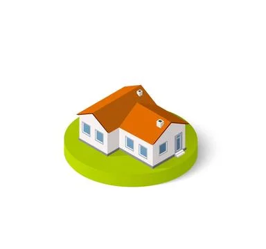 Isometric 3D icon Isometric 3D icon house home. Residence building the cit... Stock Photos