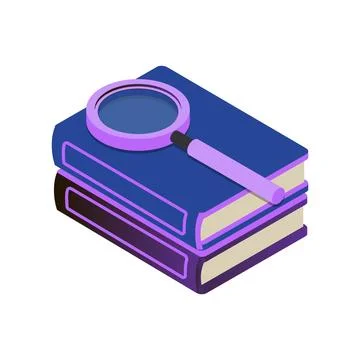 Isometric 3d icon searching in library data Stock Illustration