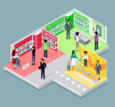 Isometric 3d Mobile Store Design Stock Illustration