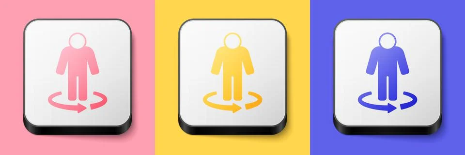 Isometric 3d modeling icon isolated on pink, yellow and blue background Illustrazione stock